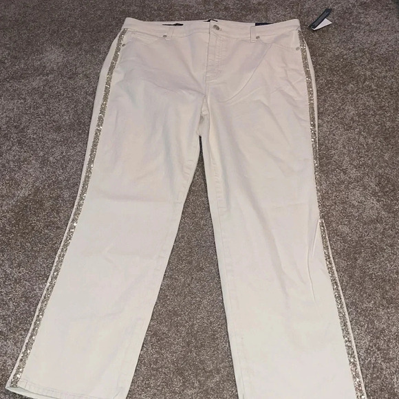 Talbots Straight Leg Jeans Sequin Stripe NWT - 16P. L - Picture 4 of 7